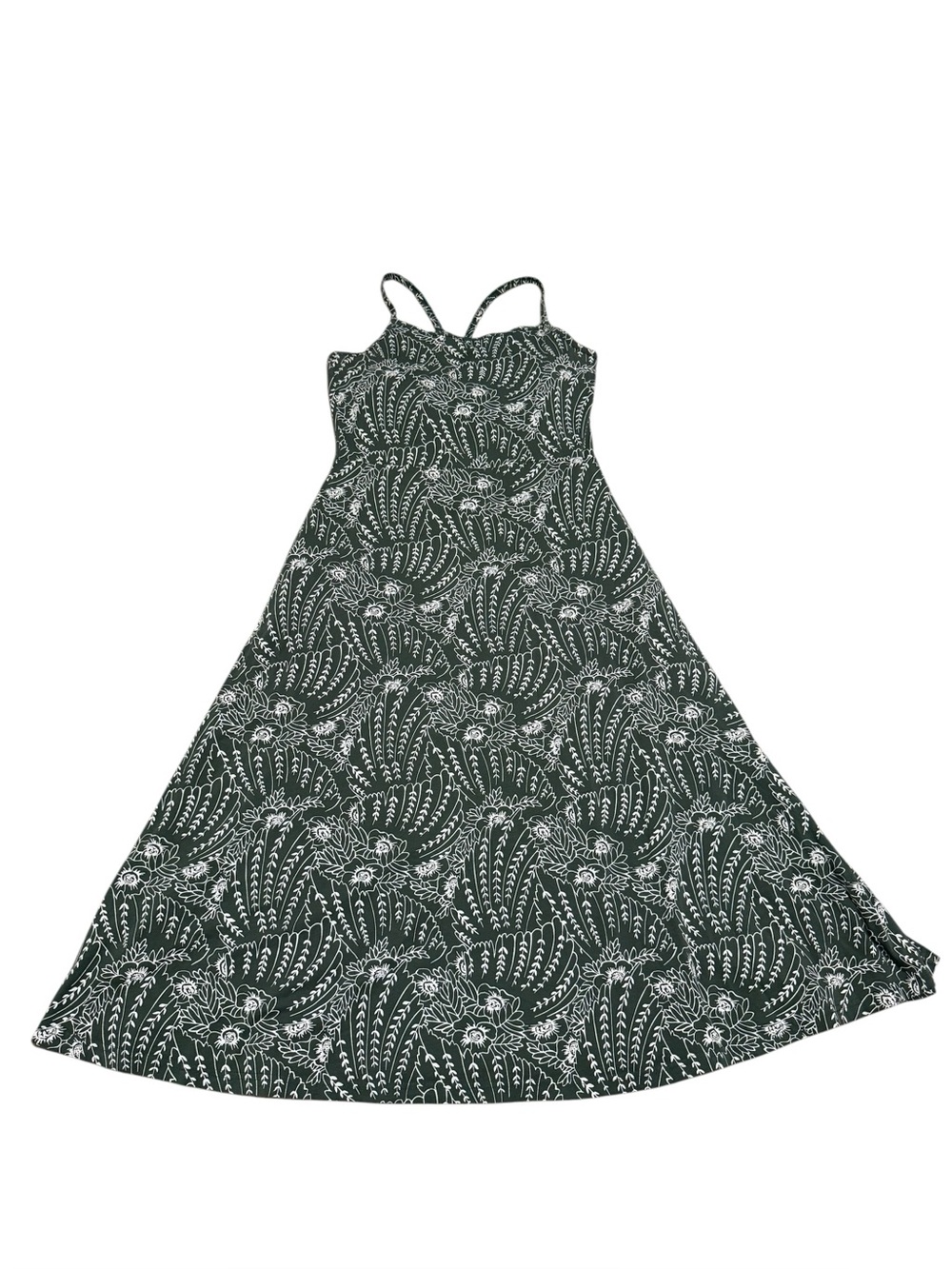 PACT Organic Fit & Flare Midi Dress in Sage Green Floral Size Small Large - Picture 4 of 8